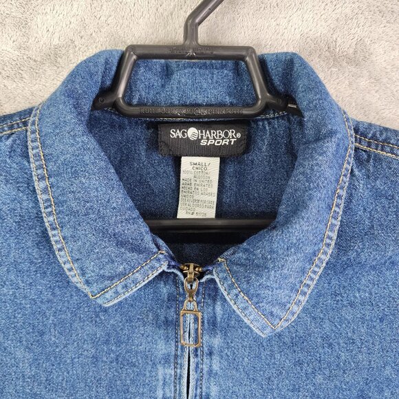 Womens Blue Denim Shirt Sag Harbor Sport Embroidered Button Up Back Yoke Size S - Picture 6 of 12